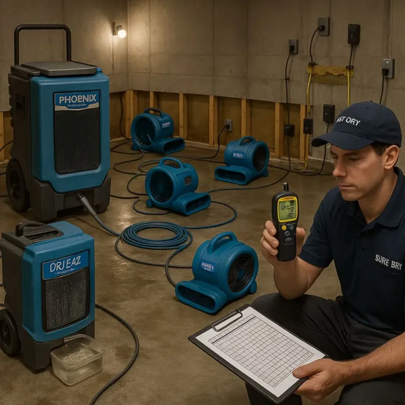 Structural Drying and Dehumidification process in Oceanport, NJ